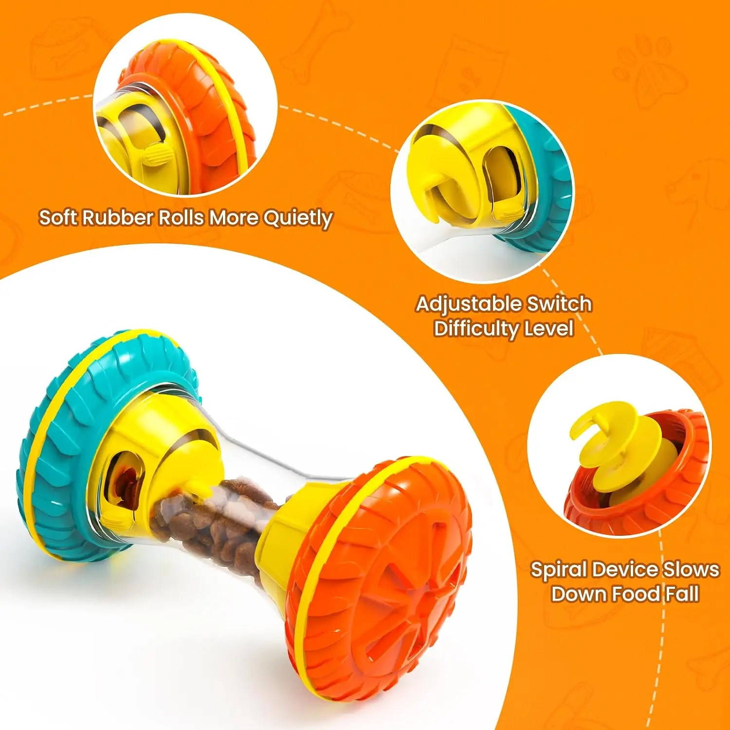 Juguetes Interactivos para Perros BoYoYo, Juguetes de Rompecabezas para Perros Inteligentes, Juguete de Enriquecimiento para Mantenerlos Entretenidos, Dispensador de Premios, Amarillo