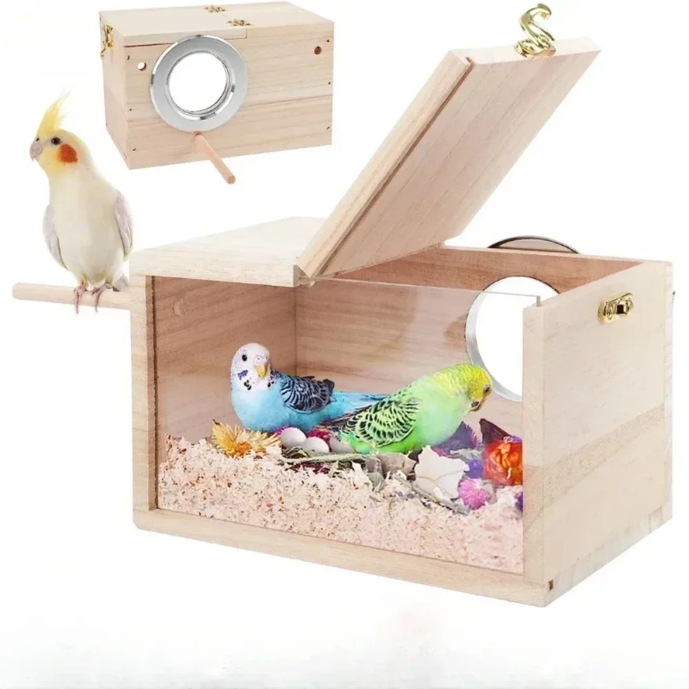 Nido de casa para pájaros de periquito, diseño transparente, fácil de limpiar, casa para loros, bordes lisos, caja anidada para periquito, suministro para pájaros