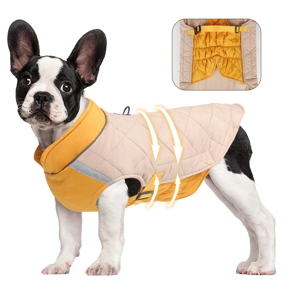 Ropa de invierno para perros, chaleco impermeable para perros, chaqueta para perros pequeños y grandes, abrigo cálido para perros, ropa acolchada, trajes de Bulldog Francés