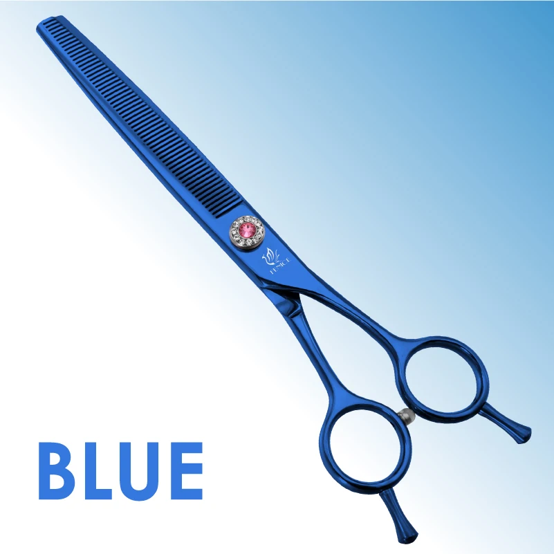 Tijeras de peluquería canina Fenice Professional JP440C de acero de 7.0 pulgadas para corte y entresacado de perros, tijeras de entresacado con reducción del 25%
