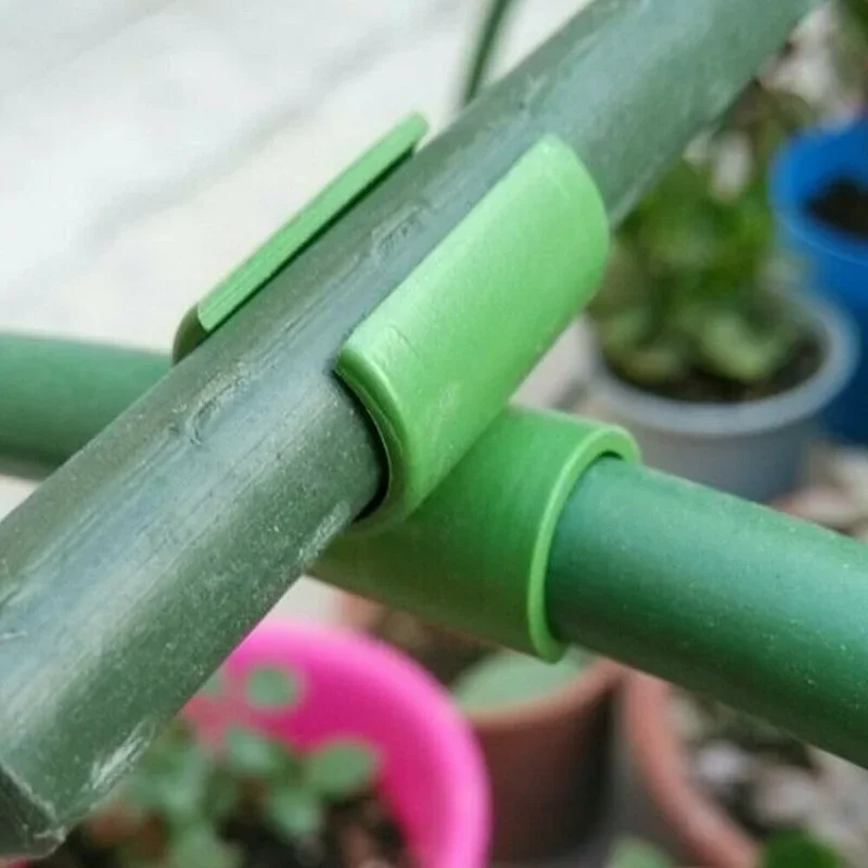 10/50Pcs Green Plant Trellis Connector Clip Stake Clips Vegetable Vine Cross Buckle For Fixed Garden Frame Rod Gardening Tool