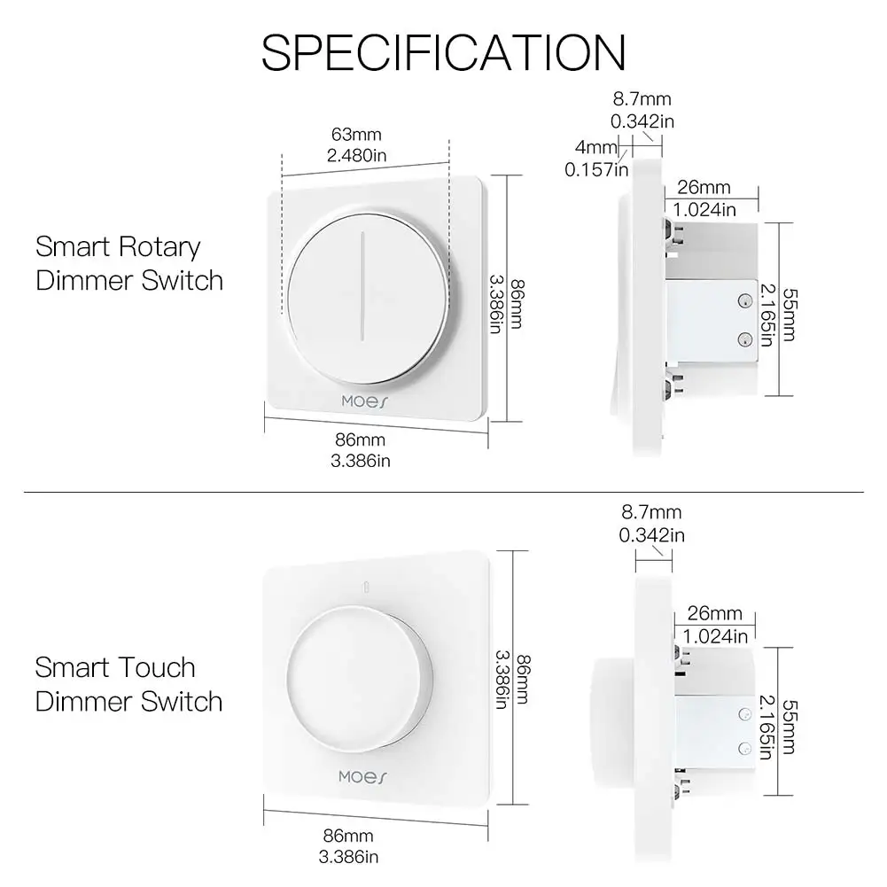 Nuevo interruptor atenuador de luz giratorio/táctil inteligente ZigBee, Control por aplicación remota Smart Life/Tuya, funciona con asistentes de voz de Google Alexa, UE