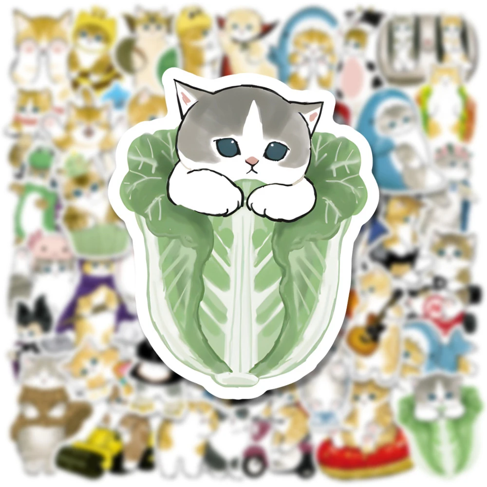 10/30/50/100 Uds lindo gato Animal pegatinas de grafiti Kawaii calcomanías de dibujos animados niños juguete portátil DIY álbum de recortes maleta teléfono coche pegatina