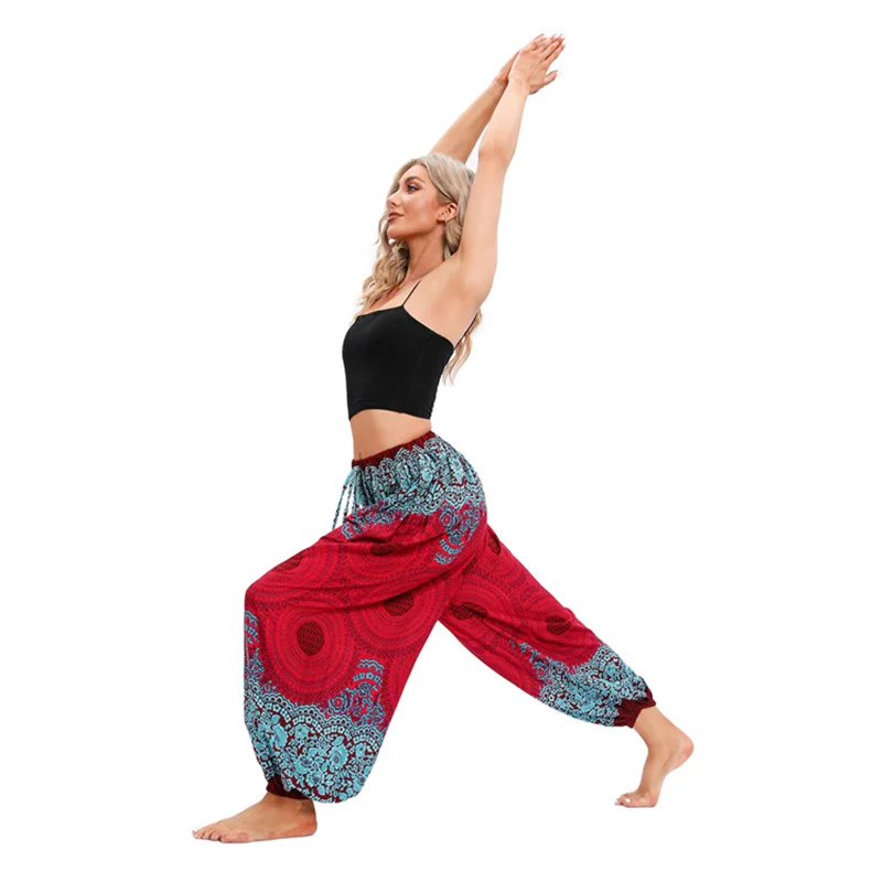 Pantalones De Yoga bohemios para Mujer, Hippie, Harem, estampado teñido, ropa De cintura alta, Pantalone De Mujer, Cintura Alta, Calca femenina, playa