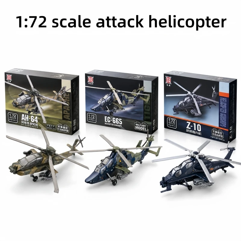 Bloques de Construcción de Helicópteros de la Serie Militar Creativa 1/72, AH-64/EC-665/Z-10, Modelo de Trueno Ardiente, Juguetes Decorativos DIY para Regalos de Navidad