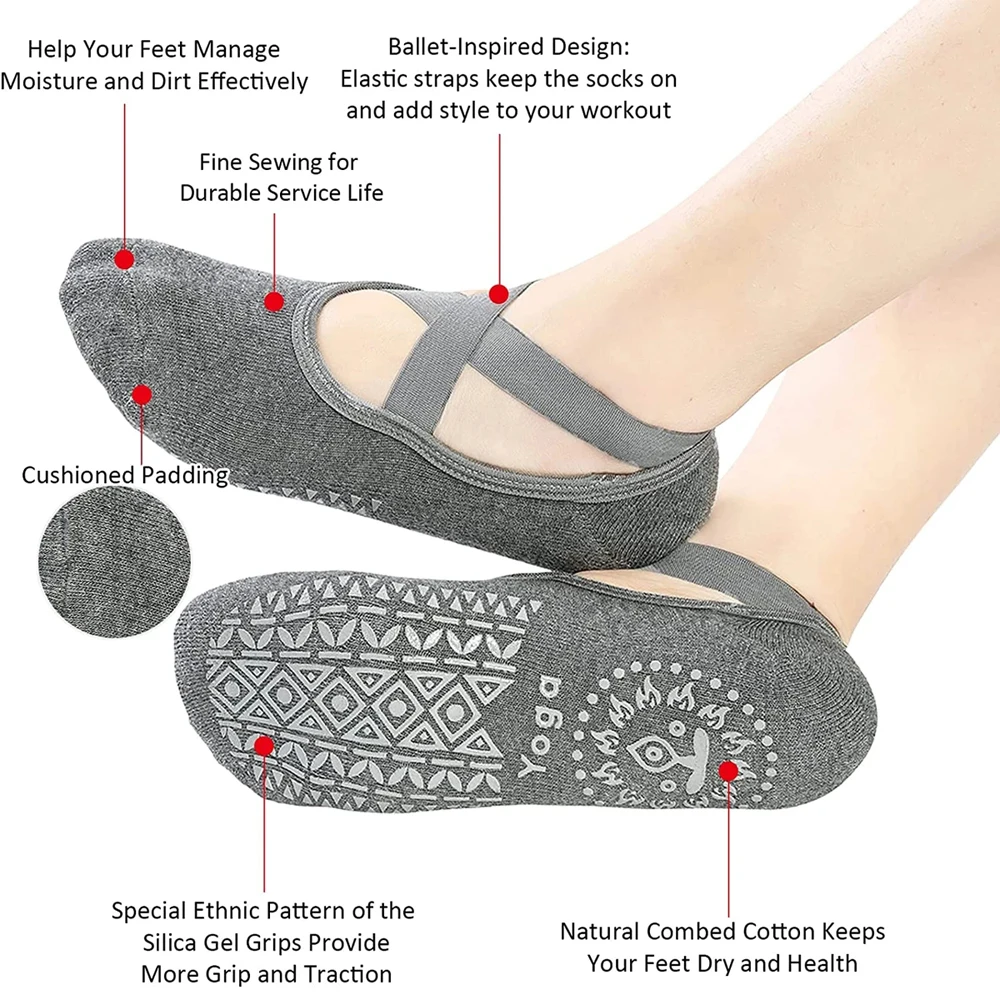 Calcetines de Yoga transpirables de alta calidad para mujer, medias antideslizantes de silicona para Pilates, calcetines de algodón para entrenamiento físico y danza de Ballet