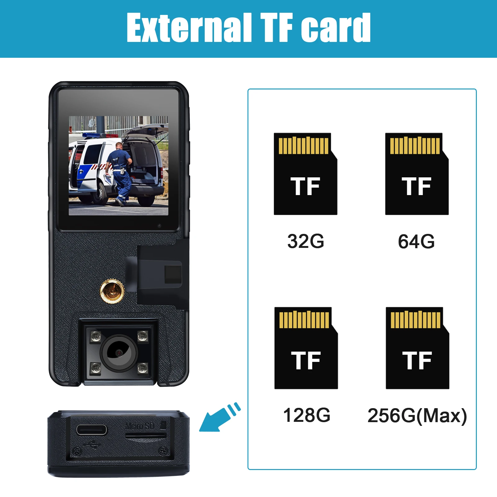 Vandlion A39 Full 1080P HD Mini cámara 3000mAh Videocámara Body Mount Cam Pequeña 180 °   Cámara giratoria para bicicleta, cámara web DVR para coche DV deportiva