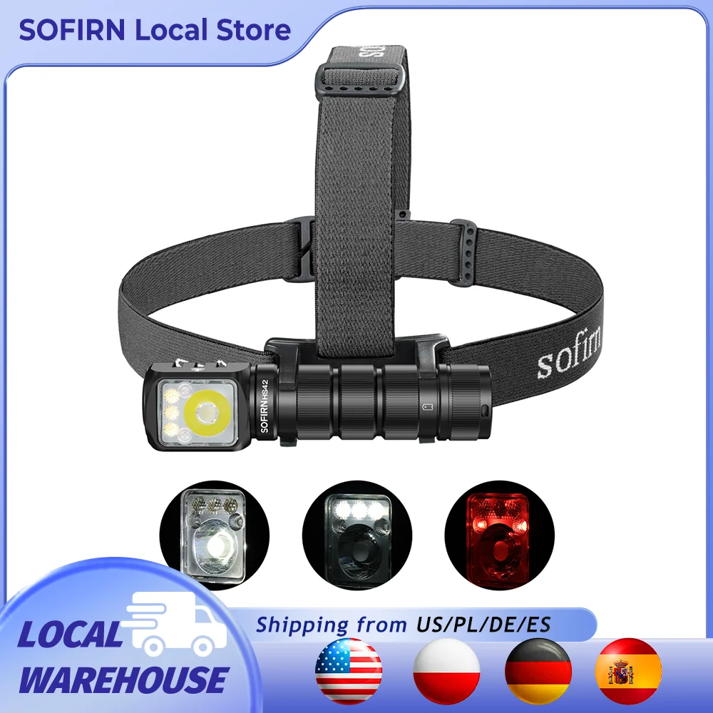 Linterna Frontal SOFIRN HS42 2100lm 18650 EDC USB C Recargable, Linterna LED SST40 con Imán para Camping