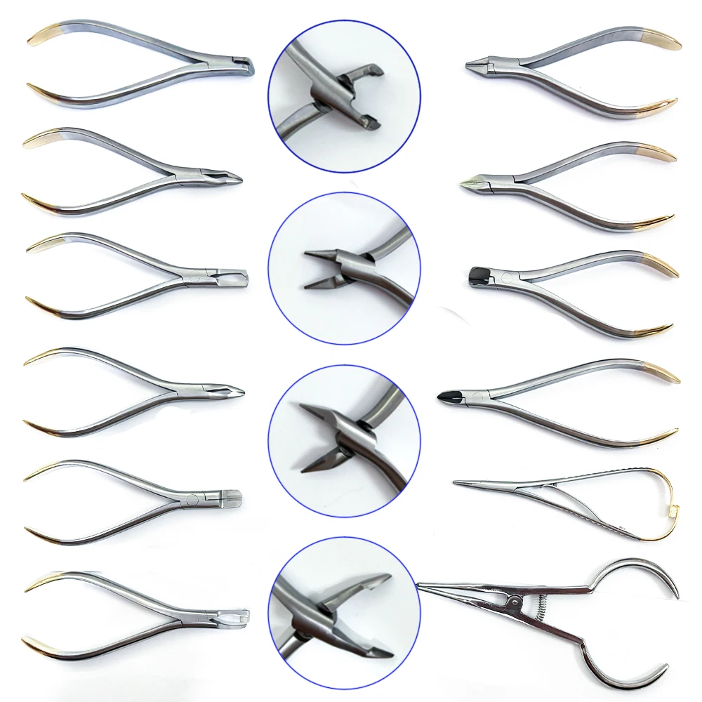 JUMTOP Juego de 18 Pinzas de Ortodoncia Dental, Alicates de Ortodoncia, Cortador de Extremos, Alicates para Remover Brackets