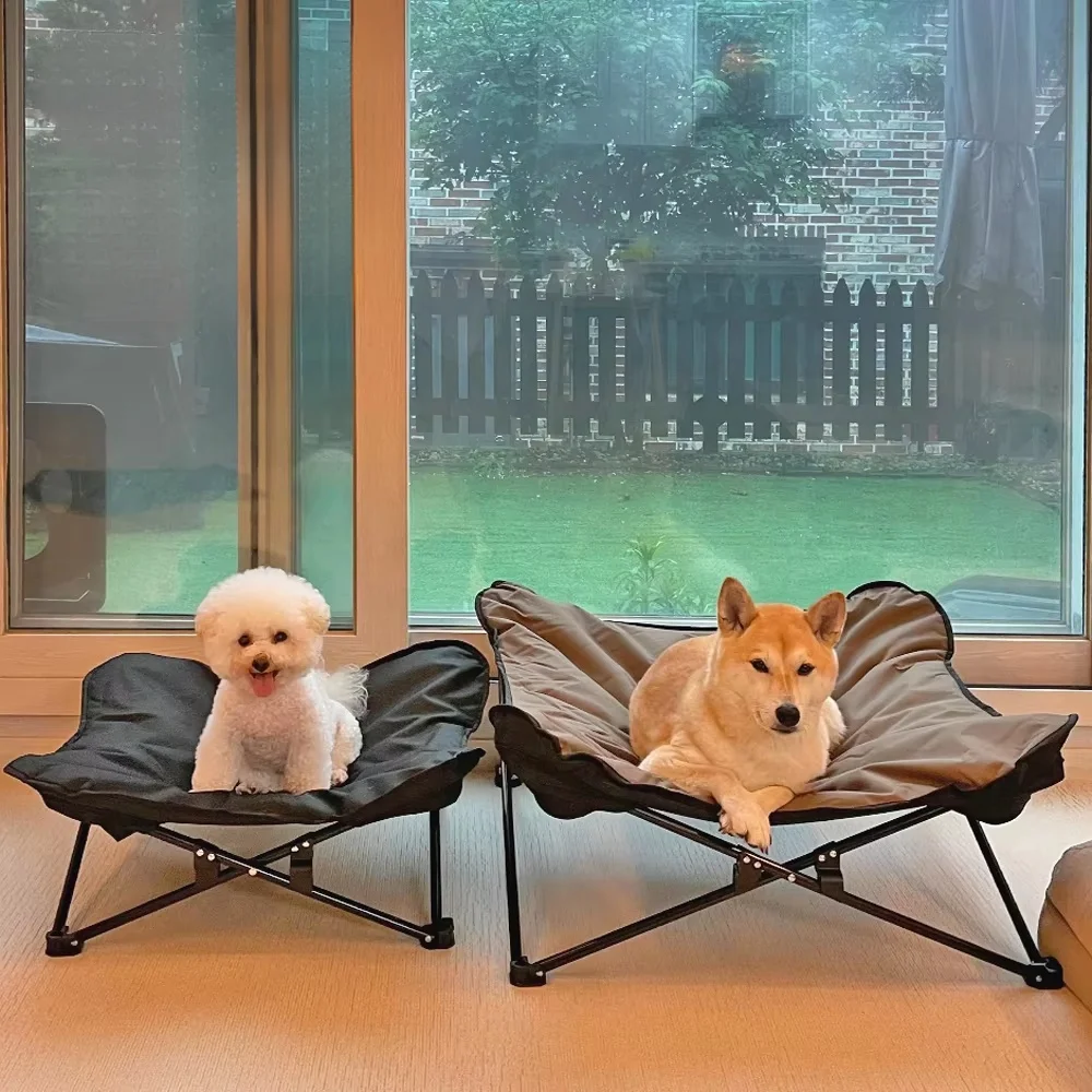 Cama de acampada para mascotas desmontable y lavable, cama con estructura de hierro para perros, perrera plegable portátil para acampar para todas las estaciones