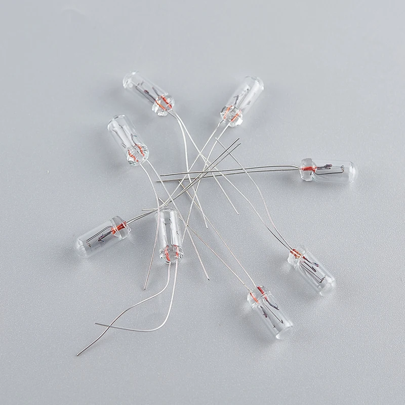 Minibombilla incandescente Edison, filamento de arroz, 10 piezas, 3/4/5mm, 1,5/3/6/9/12/24V