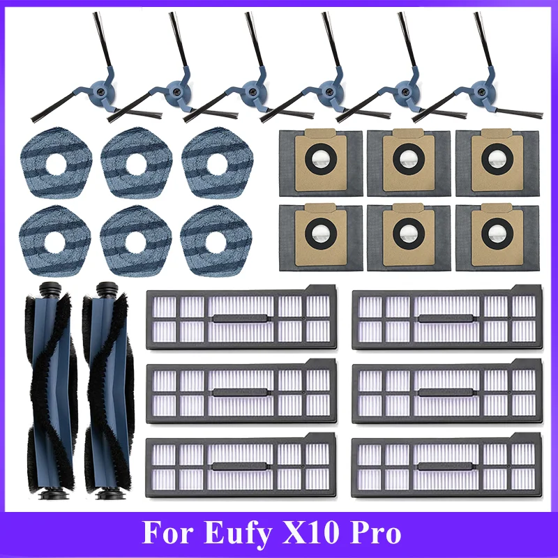 Piezas de repuesto para Eufy X10 Pro Omni, accesorios, filtro de Cepillo Lateral de rodillo, paño de mopa, almohadillas, bolsa de polvo, pieza de aspiradora