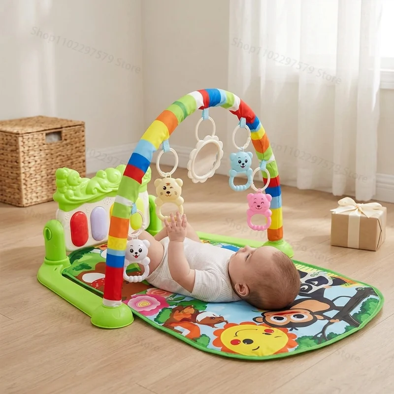 Gimnasio Musical para Bebés Recién Nacidos, Alfombra de Juego con Piano, Tapete Sensorial para Gatear, Juguetes Colgantes, Juguetes Educativos Tempranos, Regalos