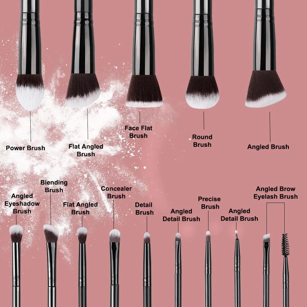 NUEVO Set de 14 Brochas de Maquillaje Suaves y Esponjosas para Base, Rubor, Polvo, Sombra de Ojos, Herramienta de Belleza Cosmética Femenina, Regalo de Navidad