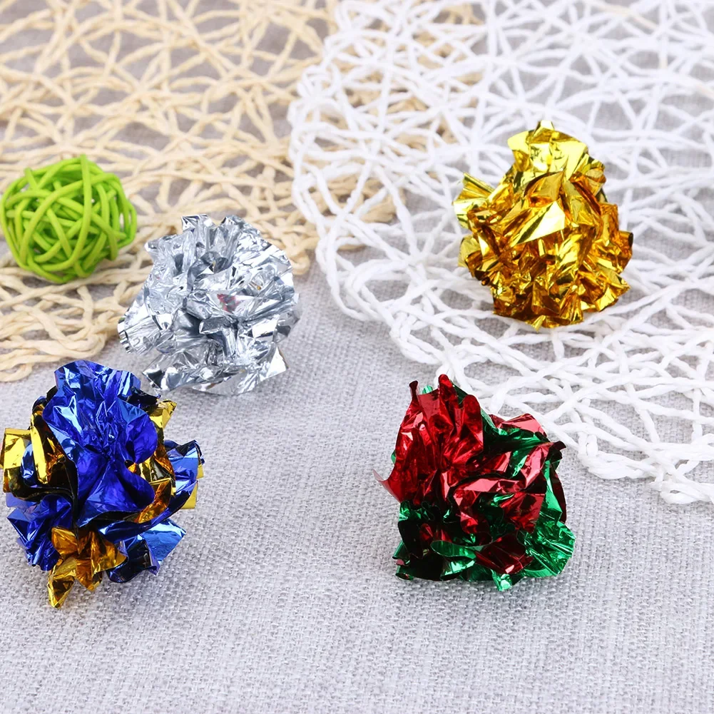 Paquete de 24/12 bolas arrugadas coloridas, juguete de papel de estaño con sonido para gatos, durabilidad, muñecas de vocalización, juguetes interactivos para morder y chirrido