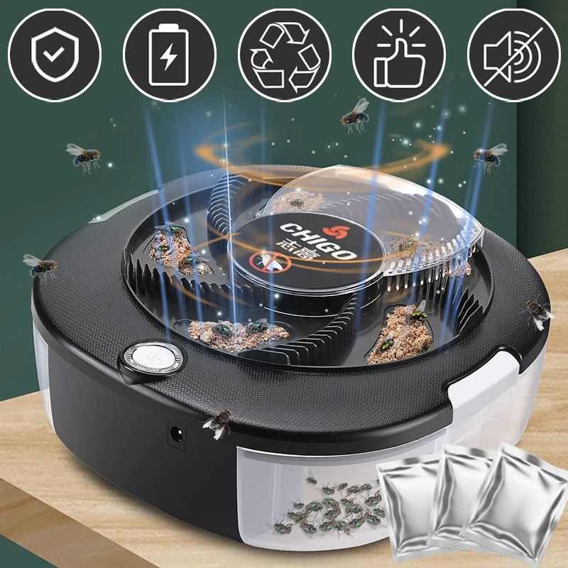 Atrapamoscas mejorado USB/trampa para moscas eléctrica recargable, trampa para insectos de seguridad, herramienta para atrapar plagas interior/exterior para el jardín del hogar
