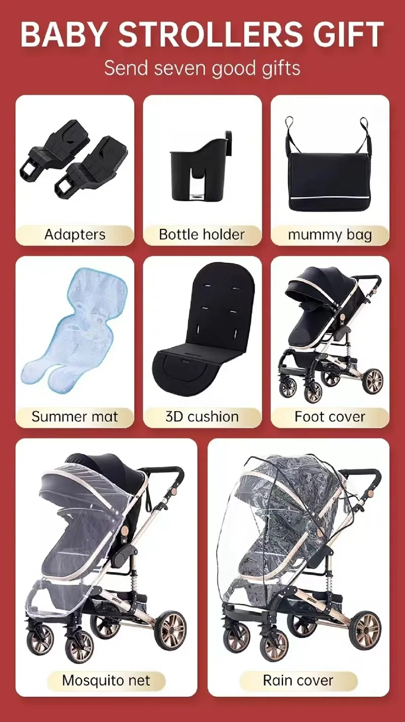 Cochecito funcional pulido 3 en 1 para bebés, módulo de asiento reversible, chasis con altura elevada para una mejor visibilidad, sistema de plegado en un solo paso sin esfuerzo, sistema de acolchado adaptable a las condiciones climáticas para paseos urbanos y tiempo de ocio en interiores.
