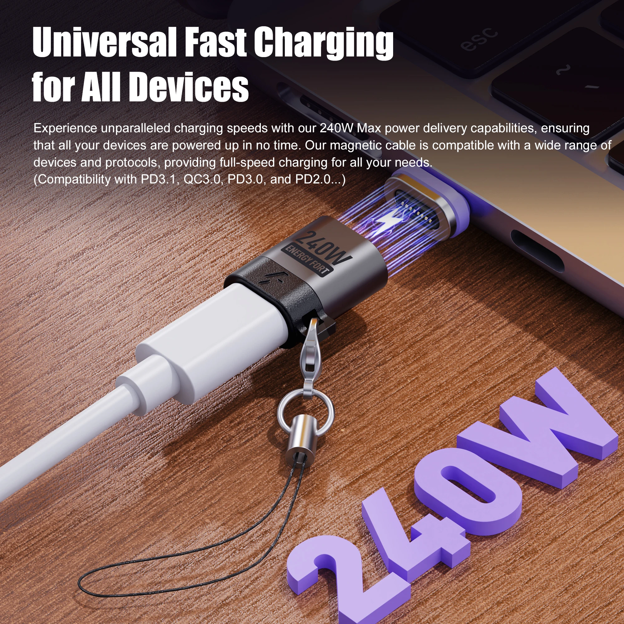 Adaptador USB C magnético de carga rápida PD 240W extensor 480Mbps adaptador tipo C de transferencia de datos para dispositivos Samsung Iphone 17 tipo C