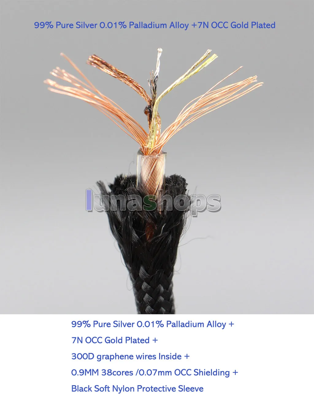 Cable de nailon 99% plateado con paladio, grafeno y oro para Denon AH-D7200 AH-D5200 AH-D9200 AH-D600 AH-D7100 LN008293