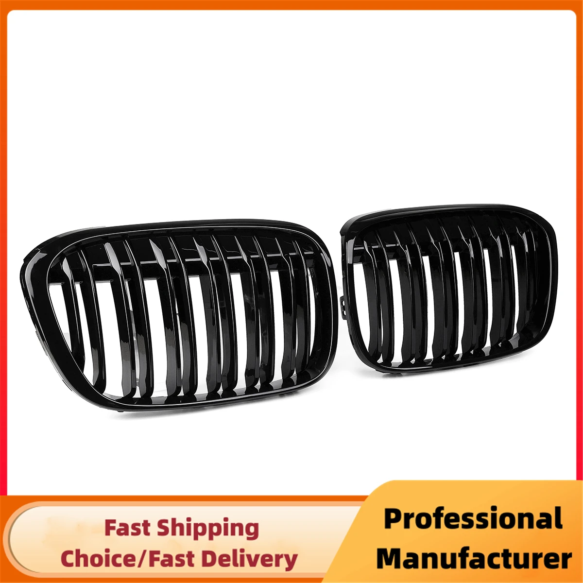 Rejillas de parrilla de riñón de parachoques delantero de coche de doble línea para BMW X1 F48 F49 2016 2017 2018 2019 2020 M estilo rejilla de carreras negro brillante