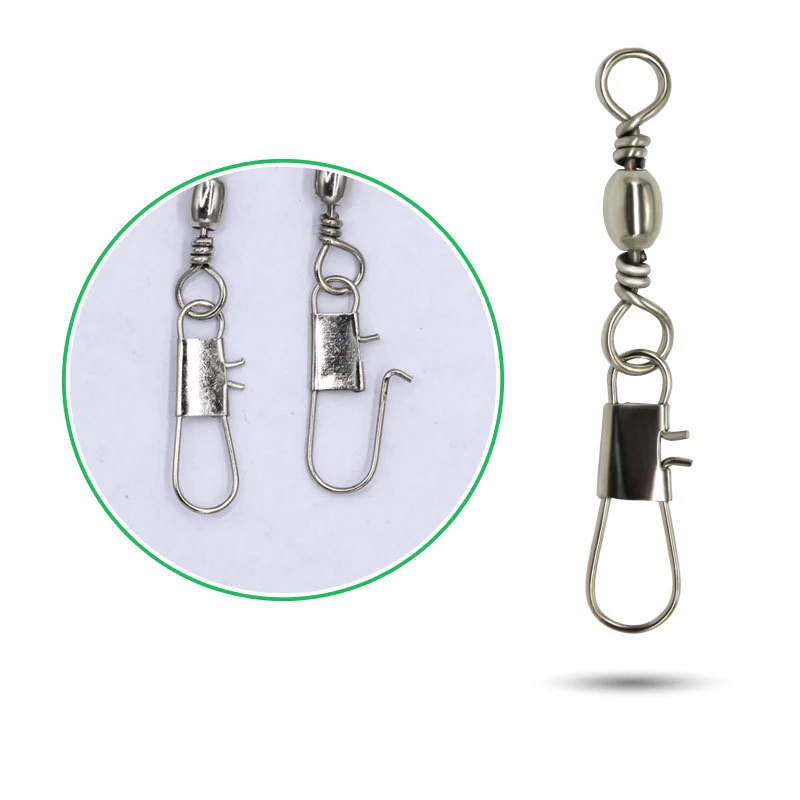 100 unidades de Conectores Giratorios de Pesca con Rodamiento, Clips de Cierre Rápido, Anzuelos de Pesca, Accesorios de Pesca, Anzuelos Tipo B, Señuelos