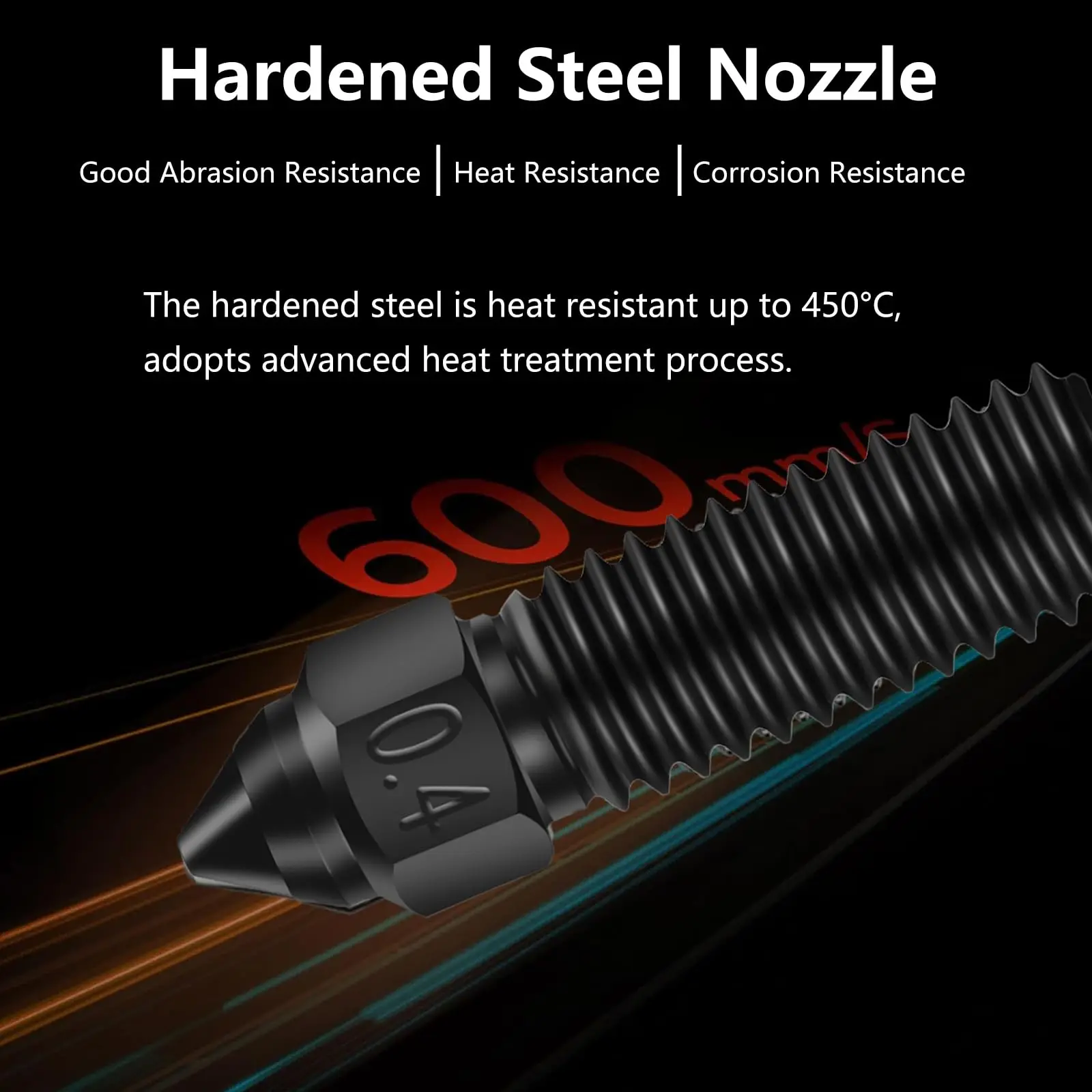Creality Ender 3 V3 KE boquilla Har Kit de boquillas de acero endurecido 0,2/0,4/0,6/0,8/1,0/1,2mm para piezas de impresora 3D K1 filamento antiadherente