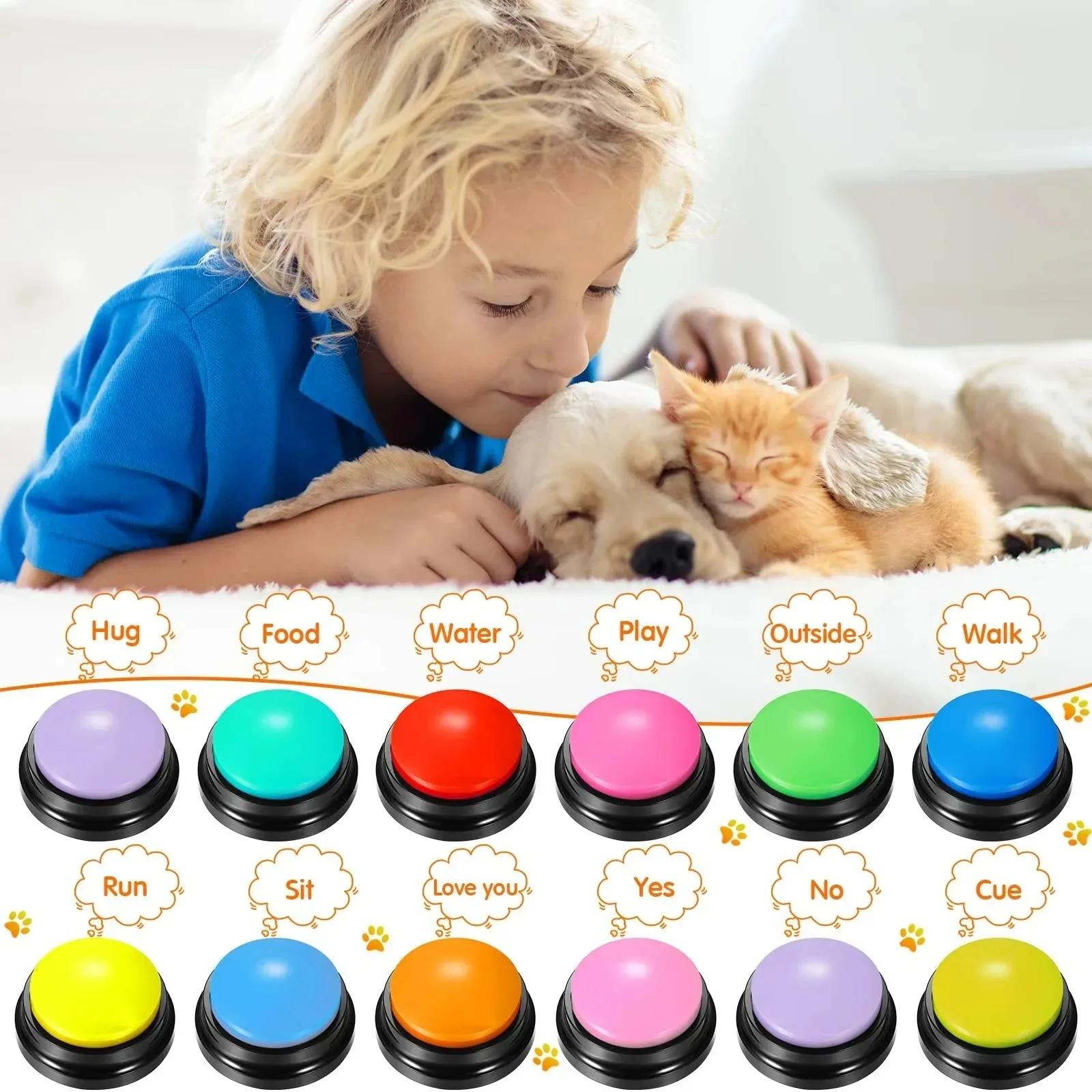 Botones de Comunicación para Perros, Botón de Grabación de Voz para Entrenamiento de Mascotas, Grabador y Reproductor, Regalo Divertido para Perros Habladores, Color Aleatorio