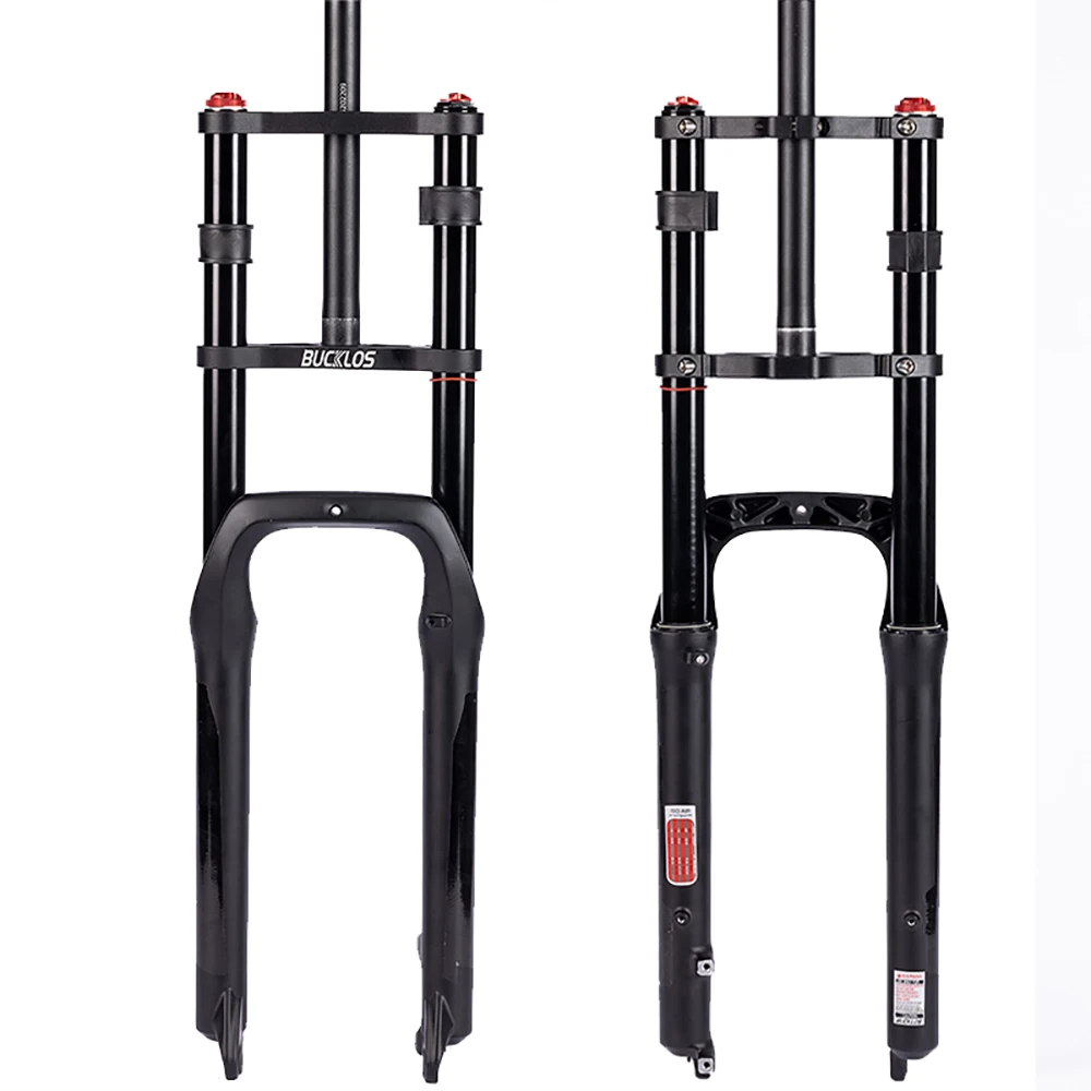 BUCKLOS MTB horquilla 20 26 pulgadas Fatbike horquilla doble hombro bicicleta de montaña suspensión neumático ancho bicicleta horquilla de aire para nieve playa bicicleta