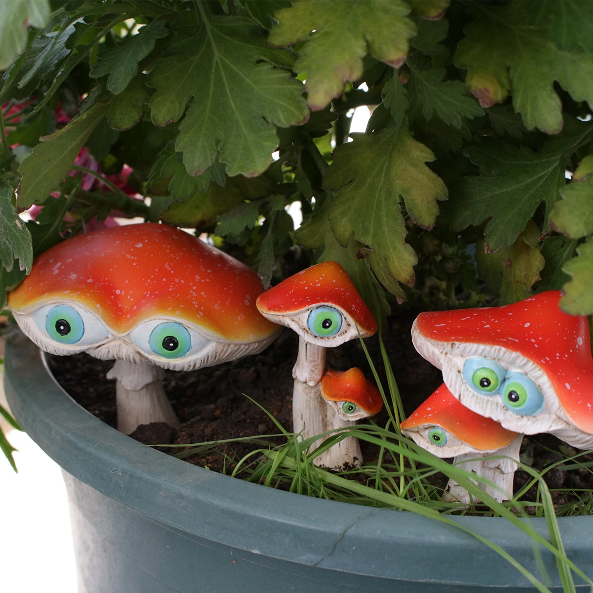 Juego de 3 Piezas de Figuras de Resina con Forma de Hongo, Estatuas Decorativas para Jardín y Césped, Adornos para Macetas y Bonsáis, Cre