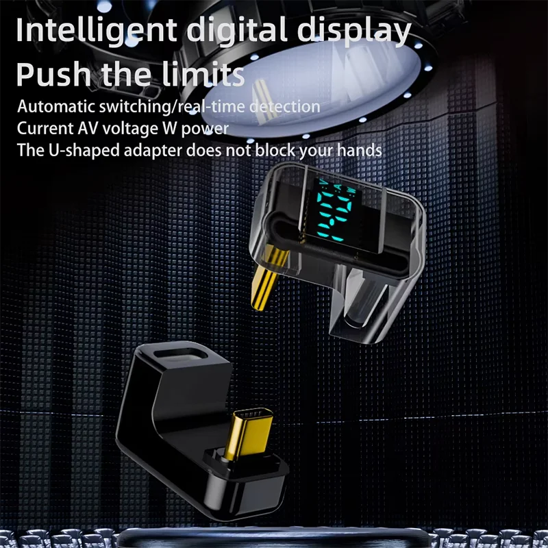 Adaptador USB C de 90 grados, adaptador tipo C en forma de U de ángulo recto, transferencia de datos de 40Gbps PD 140W USB4.0 8K 60Hz, vídeo para Thunderbolt 3/4