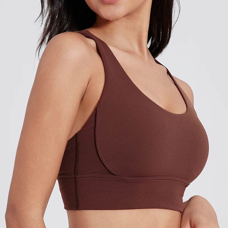 Sujetador con espalda cruzada para mujer, ropa interior deportiva de Color sólido, Sujetador deportivo suave para Fitness, Top para gimnasio, Yoga, entrenamiento atlético con almohadilla para el pecho