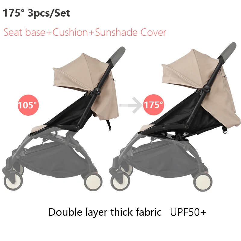 Funda de dosel ajustable de 175 ° para cochecito, accesorios a prueba de agua para Babyzen Yoyo Yoya Pram, parasol, colchón de asiento, 3 unidades por juego