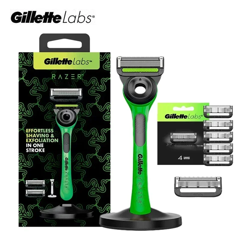 Gillette Labs Razor Aurora Series Flexdisc Afeitadora de seguridad manual Máquina de afeitar 2 recambios de cuchillas de 5 capas con soporte magnético
