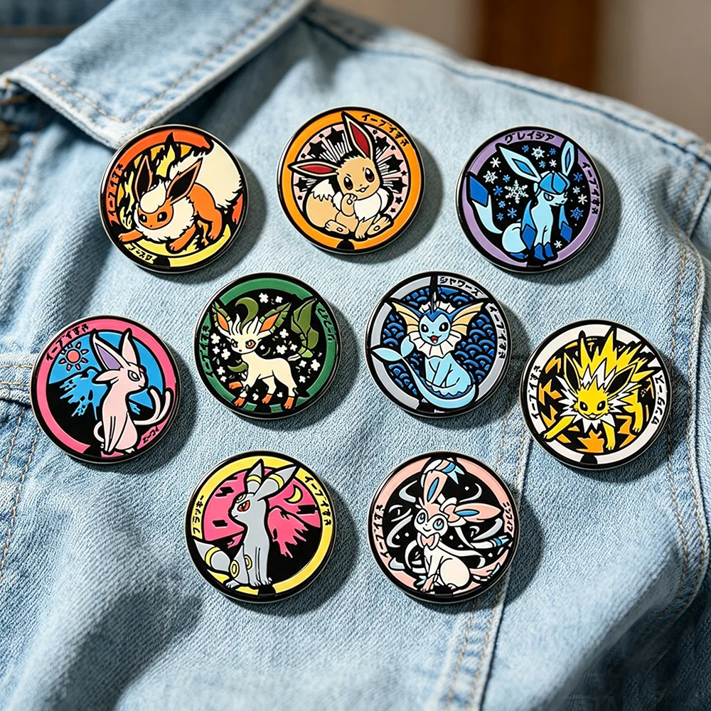 9 pines coleccionables de esmalte Kawaii Eeveelutions Espeon, broche de anime con diseño de elfo zorro monstruo, insignia para mochila, chaqueta, regalo.