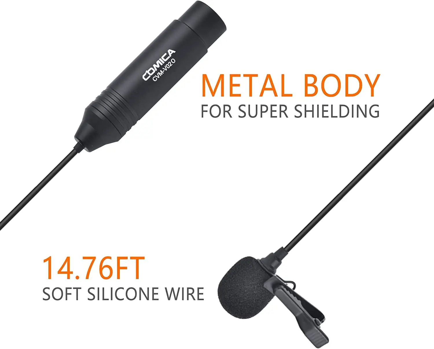 Micrófono de Solapa COMICA XLR, Comica CVM-V02O, Micrófono Omnidireccional de 3 Pines para Videocámaras Canon, Sony y Panasonic