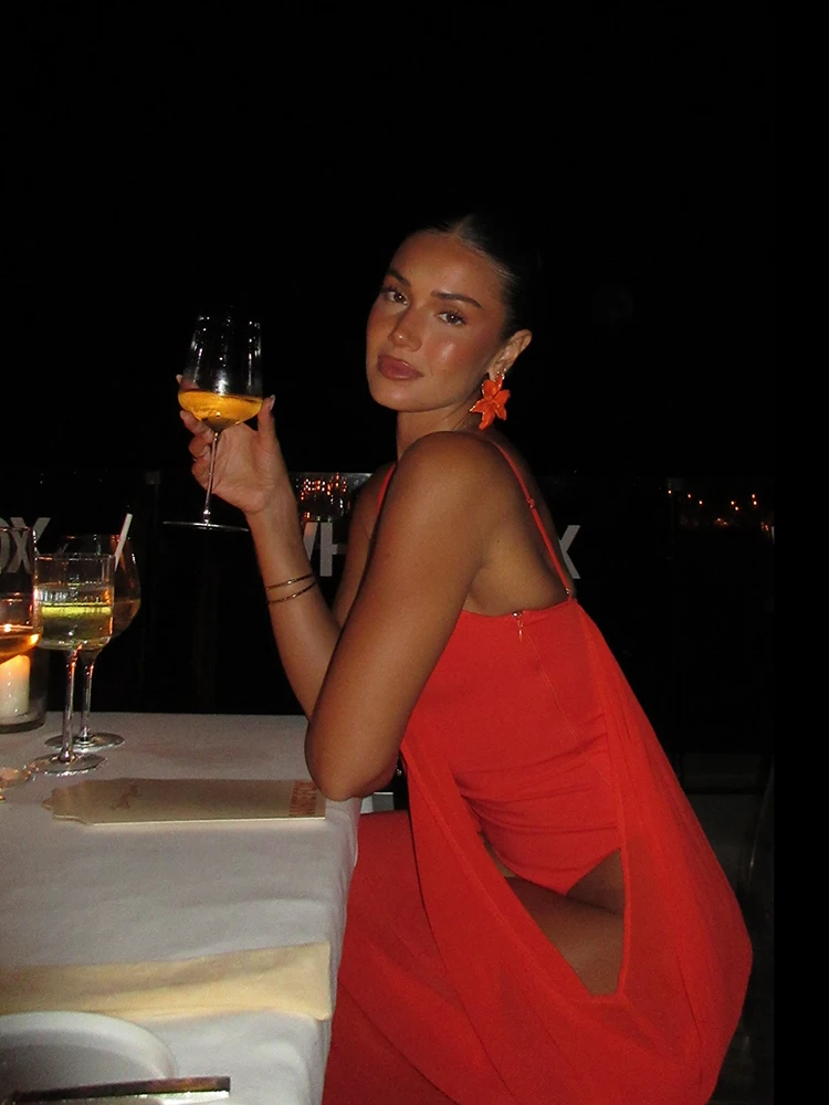 Vibrante Vestido Maxi Fluido para Vacaciones, con Escote en U Profundo, Estilo Bohemio Chic, de Chifón, Holgado, para Mujer, Ideal para la Playa, Vacaciones, Fiestas de Verano