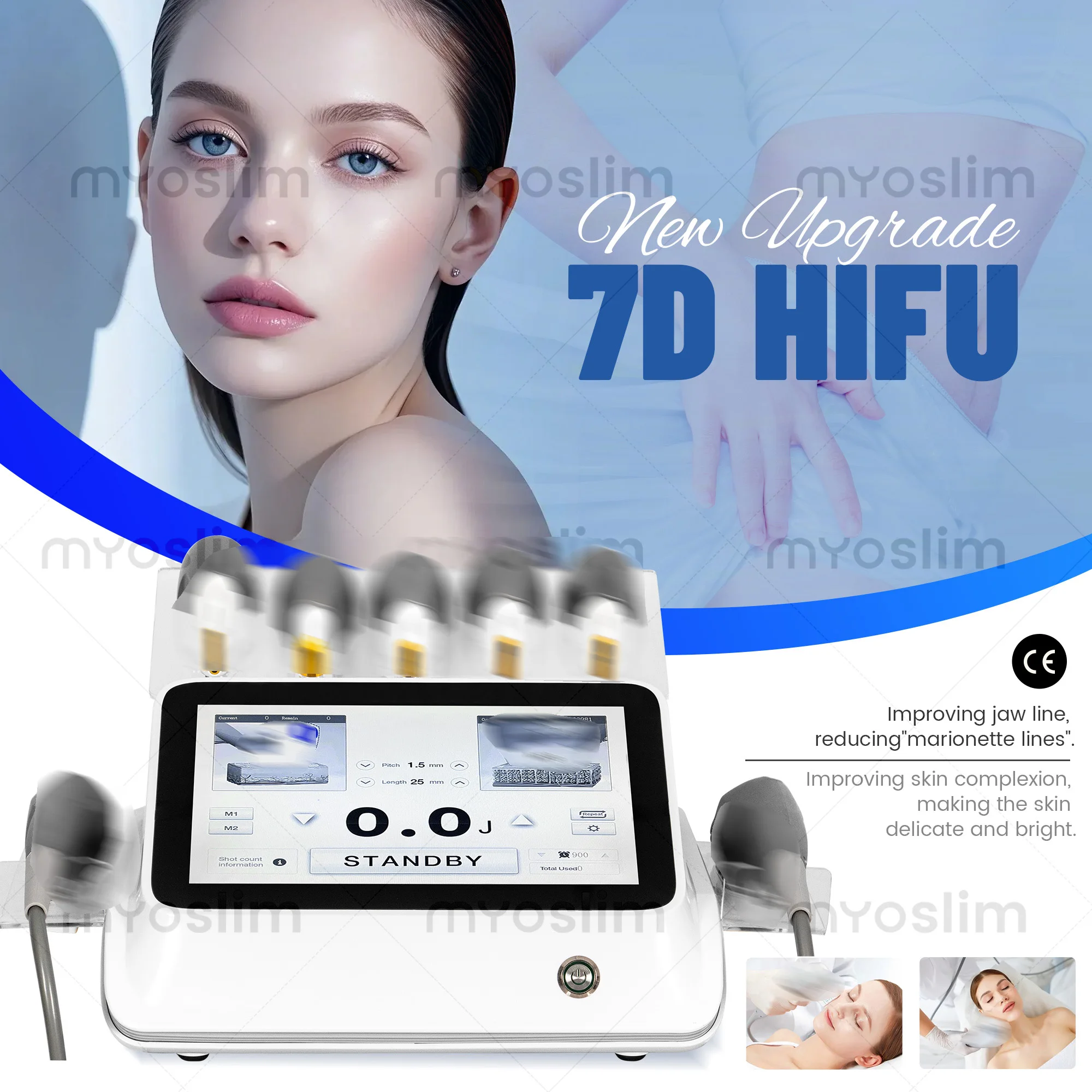 Máquina de Belleza Profesional HIFU 7D, Dispositivo Reafirmante Antienvejecimiento, Quema Grasa, Adelgaza el Cuerpo, Reafirma la Piel y Levanta el Rostro