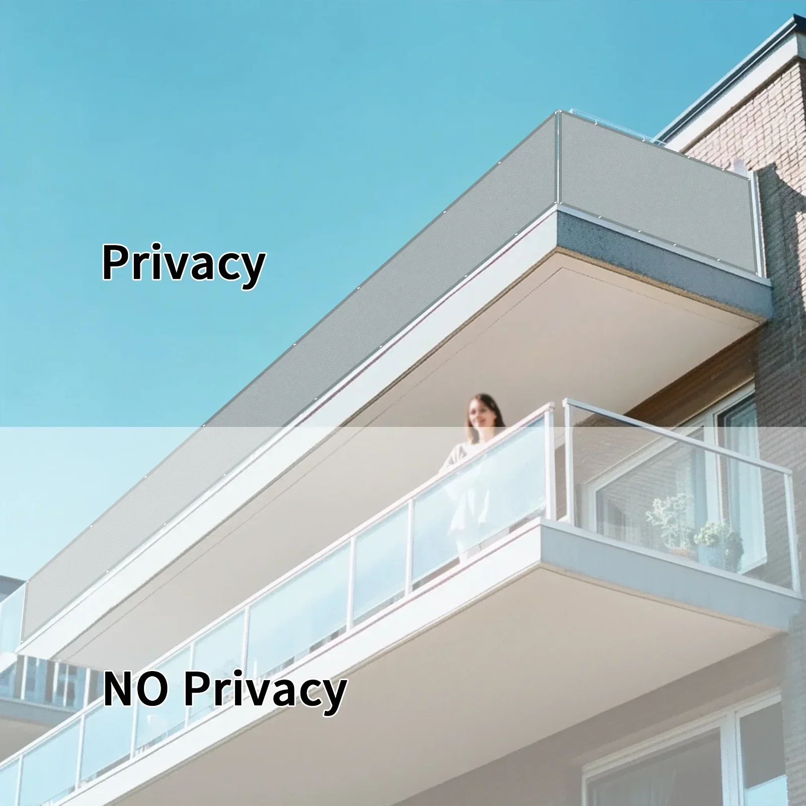 Tela de sombra de privacidad para balcón, valla impermeable, red parasol, protección UV 95% para jardín, refugio, cubierta, barandilla de porche, decoración de piscina