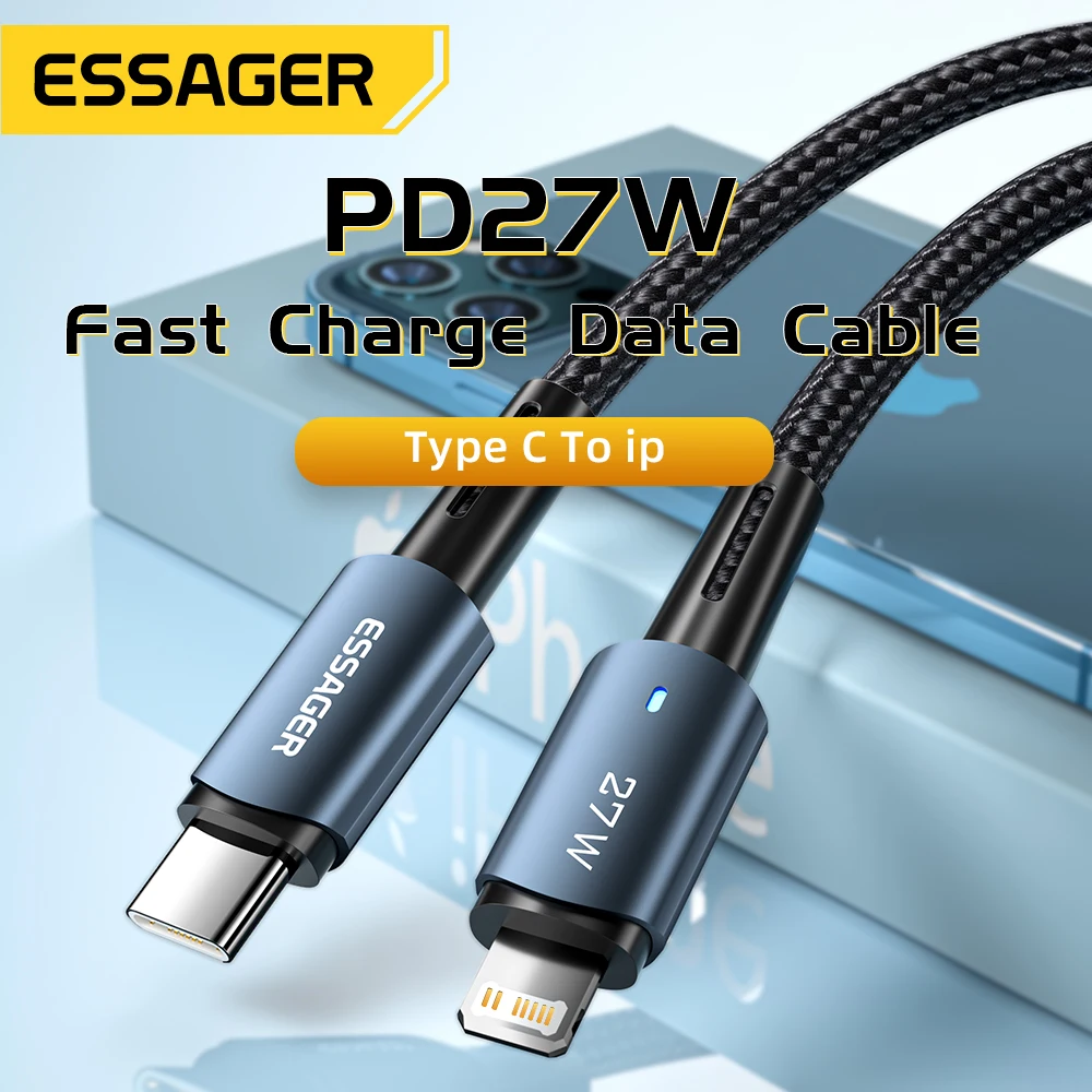 Cable USB C Essager para iPhone 14, 13, 12, 11 Pro Max, XS, Cable de carga rápida de 20W, Cable de datos tipo C para iPad y Macbook