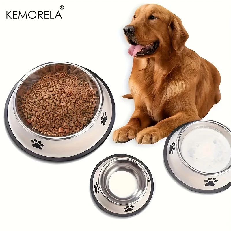 Cuenco de acero inoxidable para perros, contenedor de almacenamiento de alimentos, cuenco de comida para perros, botella de agua, plato alimentador para perros pequeños y grandes y gatos