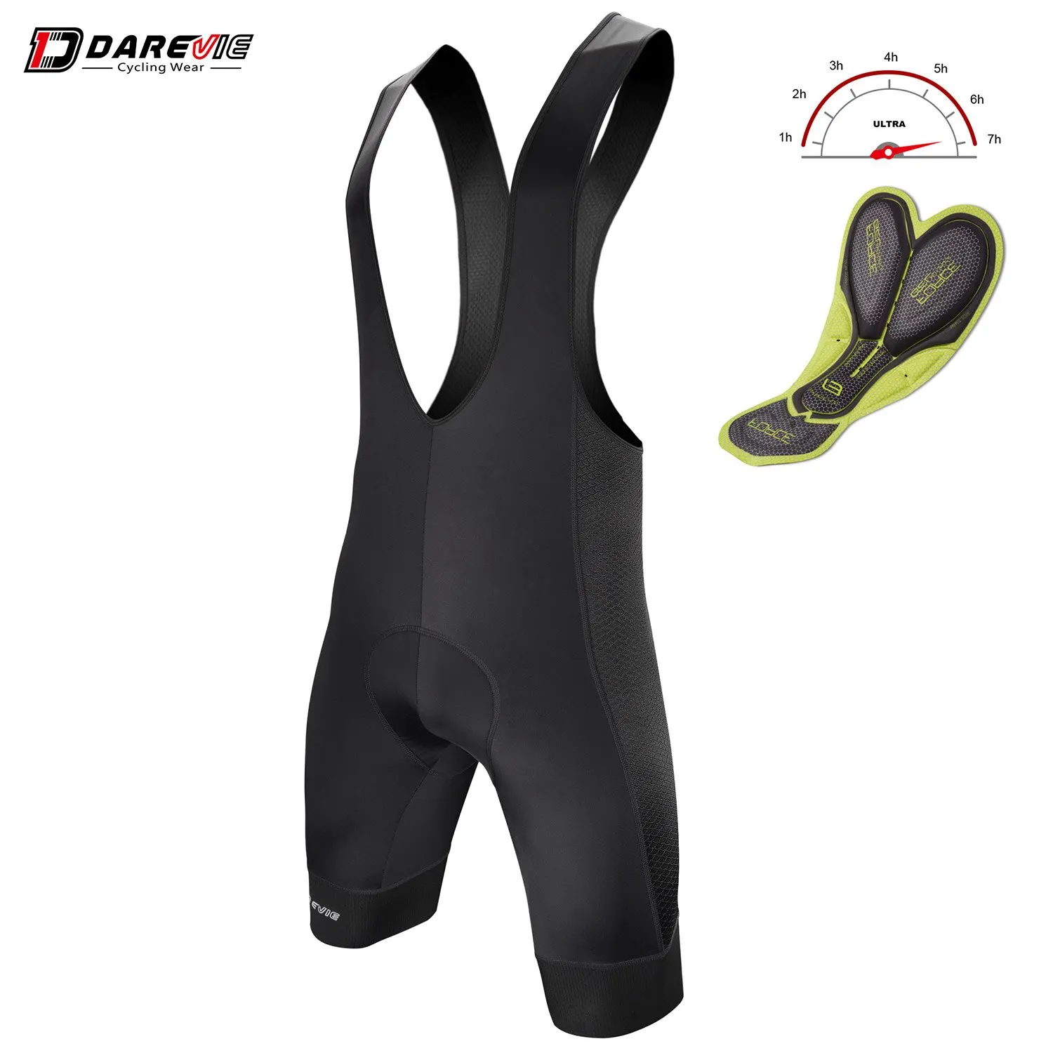 Pantalones Cortos de Ciclismo DAREVIE con Almohadilla de Gel 3D para 6 Horas de Ciclismo, Pantalones Cortos de Ciclismo para Hombre, Pantalones Cortos de Ciclismo Profesionales para Descenso, Transpirables, con Agarre en las Piernas de 7CM
