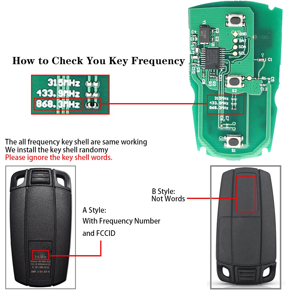 KEYYOU para BMW llave remota de coche 315Mhz /433/ 868MHz para BMW serie 1/3/5/7 CAS3 X5 X6 Z4 Control sin llave de coche ID46 PCF7953 Chip
