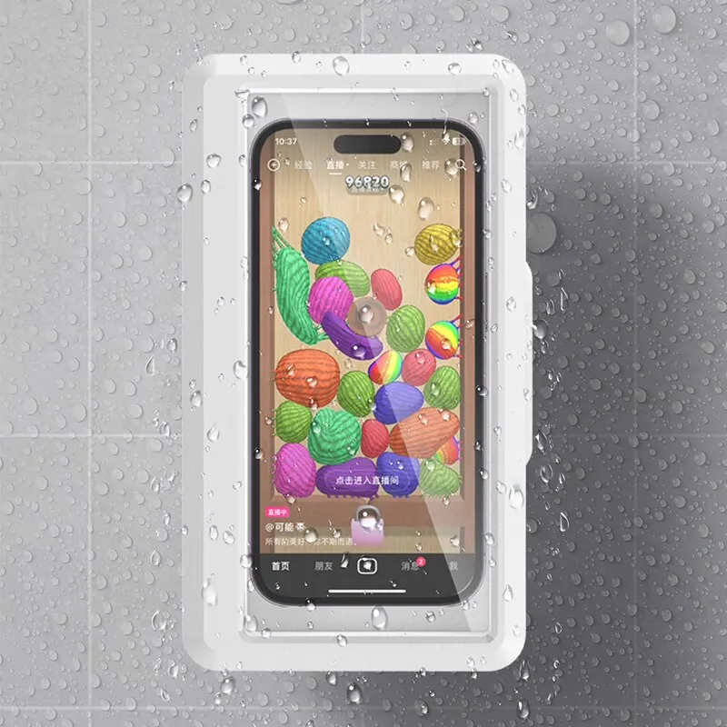 Soporte universal impermeable para teléfono celular, para pared del baño, con pantalla táctil, soporte para teléfono de ducha, a prueba de vapor, con cubierta sellada.
