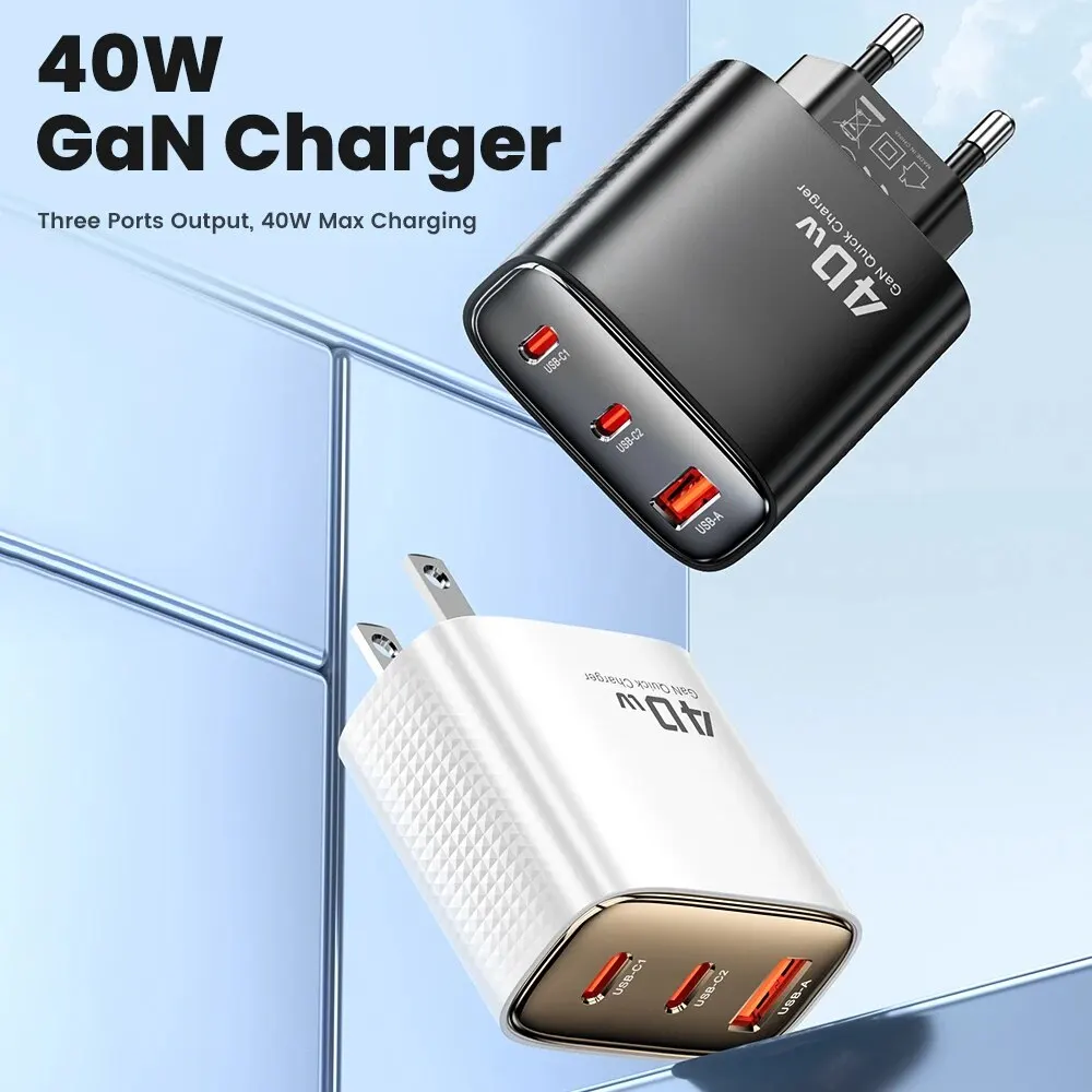 Toocki 40W GaN cargador USB tipo C QC 4,0 carga rápida Dual tipo C cargador de teléfono rápido para iPhone 15 14 13 12 Pro Max Samsung S23