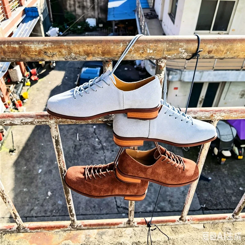 Mocasines de mujer con cordones 2025, nuevos zapatos de primavera, zapatos Oxford de piel auténtica de ante para mujer, zapatos de mujer de estilo británico de talla grande