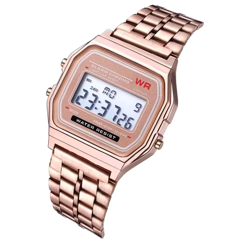 Relojes digitales LED de lujo de Brasil para hombre, reloj electrónico de acero inoxidable dorado, reloj de negocios a la moda para hombre, relojes masculinos