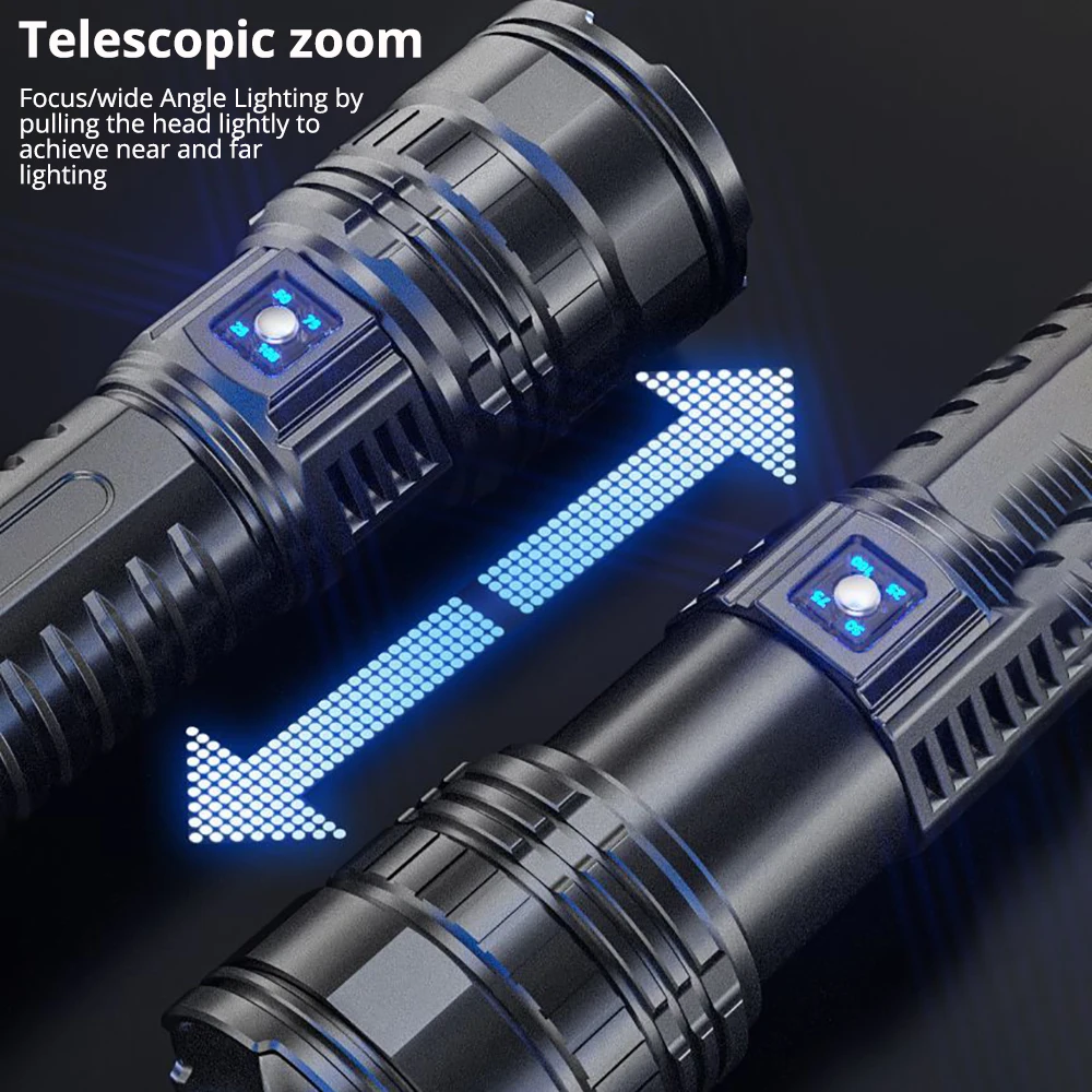Luz de Flash con batería integrada de 1000W, focos de emergencia, 9km, 990000000LM, linternas Led más potentes, antorcha táctica de 15000mah