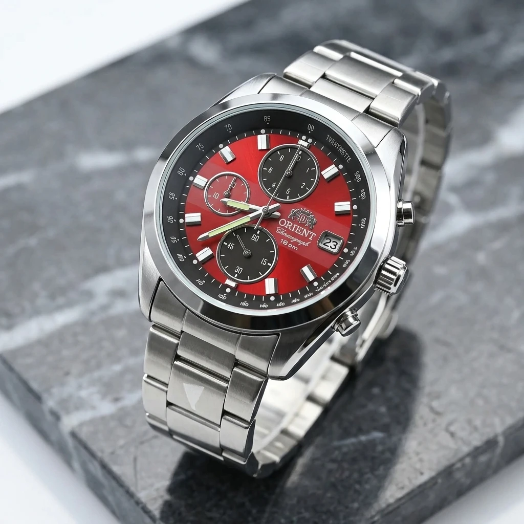 Reloj de Pulsera Deportivo de Cuarzo Orient de Japón para Hombre, Cronógrafo, Taquímetro, Fecha, Resistente al Agua 100 m, Acero Inoxidable