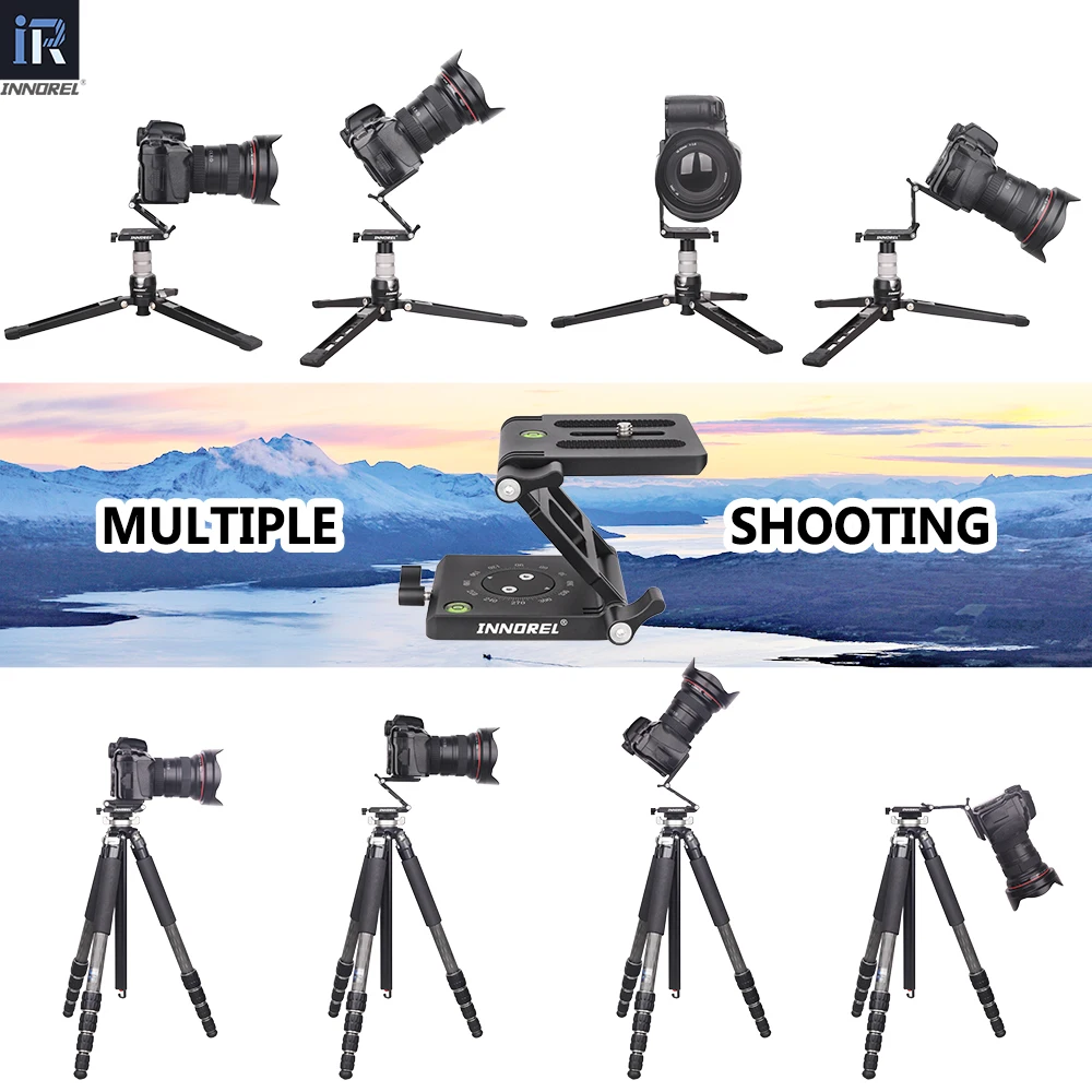 Cabezal de trípode inclinable INNOREL ZH7 Z, cabezal plegable Flexible con perilla de ajuste para cámara DSLR, videocámara, carril deslizante de carga de 5kg