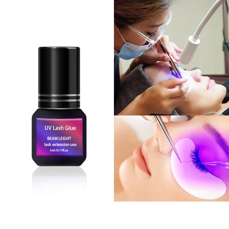 Extensiones de pestañas, pegamento UV para pestañas, Gel transparente de 5ml, extensiones de pestañas suaves de secado rápido, herramientas adhesivas, suministros de extensión de pestañas